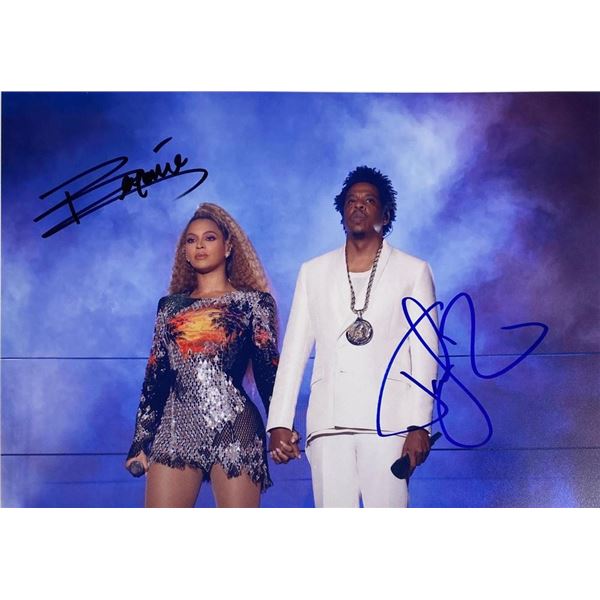 Jay-Z and BeyoncÃ© facsimile signed photo
