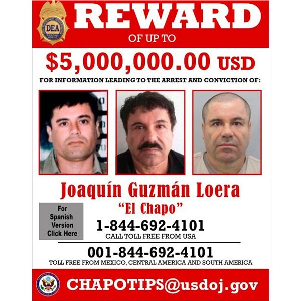 El Chapo Wanted Poster Reprint