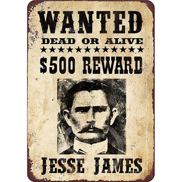 Jesse James Wanted Poster Reprint