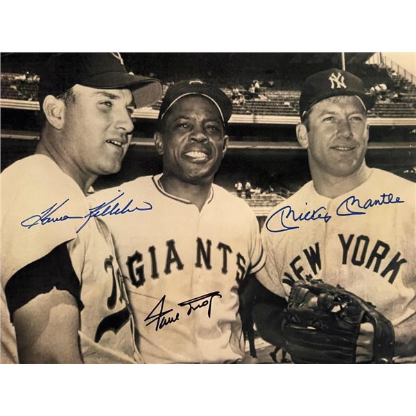 Willie Mays, Mickey Mantle and Harmon Killebrew facsimile signed photo