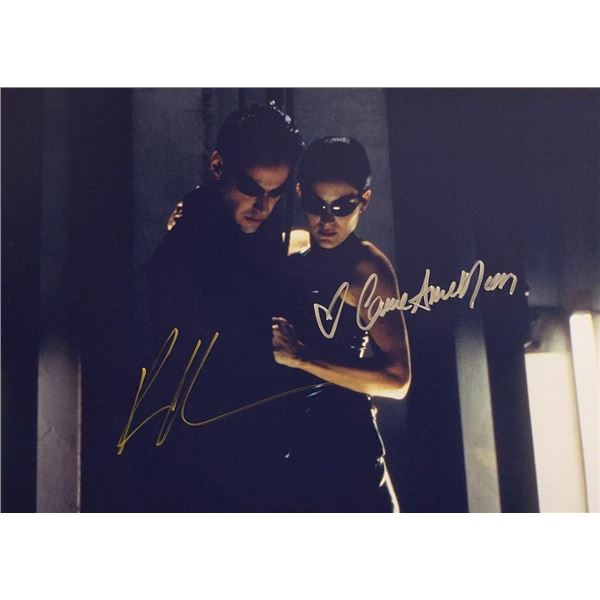 The Matrix Keanu Reeves and Carrie- Anne Moss facsimile signed movie photo