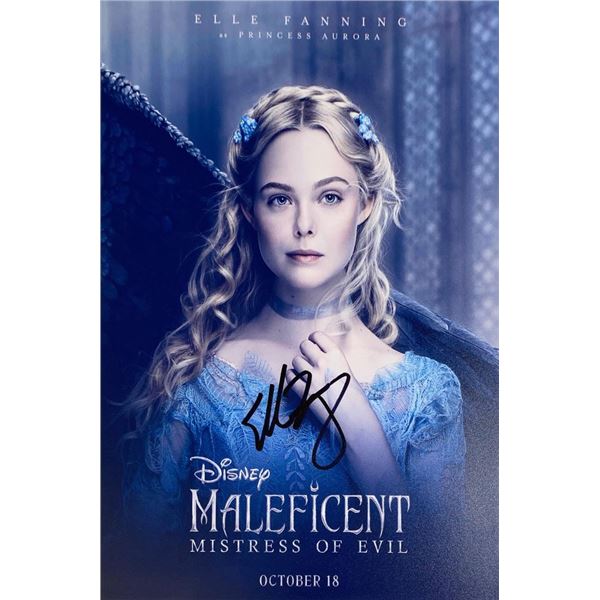 Maleficent Elle Fanning facsimile signed movie photo
