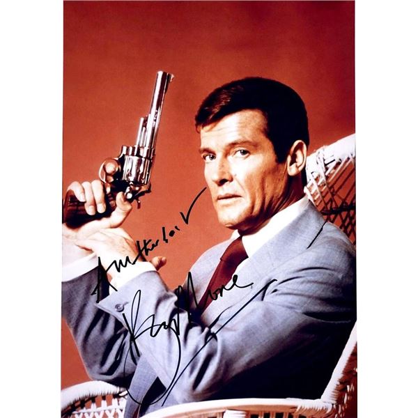 James Bond Roger Moore facsimile signed photo