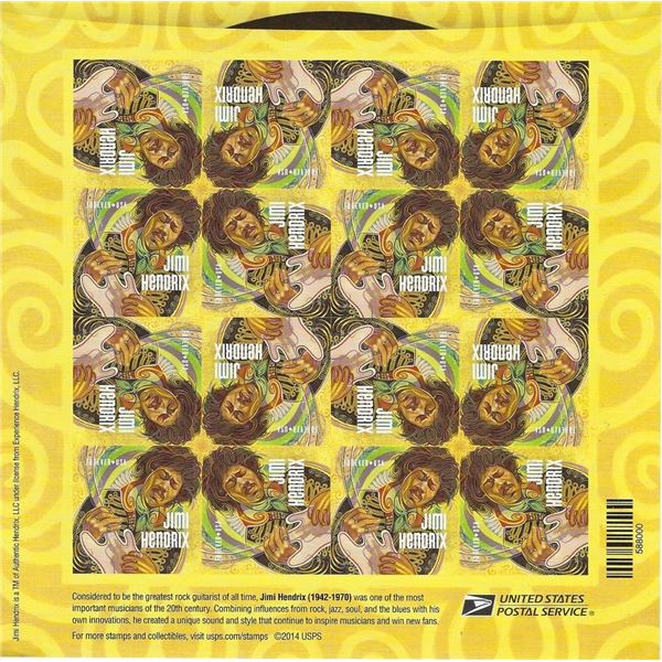 Jimi Hendrix commemorative stamp sheet