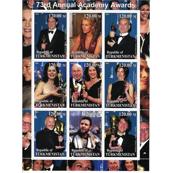 73rd Annual Academy Awards - Turkmenistan - Cinderella Stamp Set