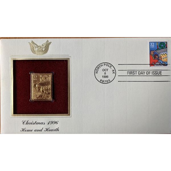Christmas 1996 Home and Hearth Gold Stamp Replica First Day Cover