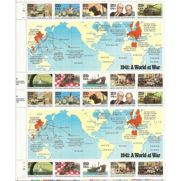 1941 WWII A World At War Stamps
