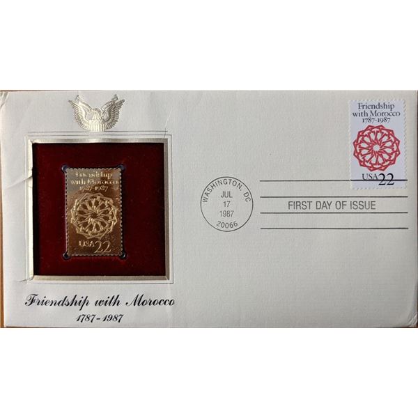 Friendship With Morocco 1787-1987 Gold Stamp Replica First Day Cover