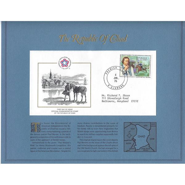 The Republic of Chad - American Bicentennial Commemorative FDC