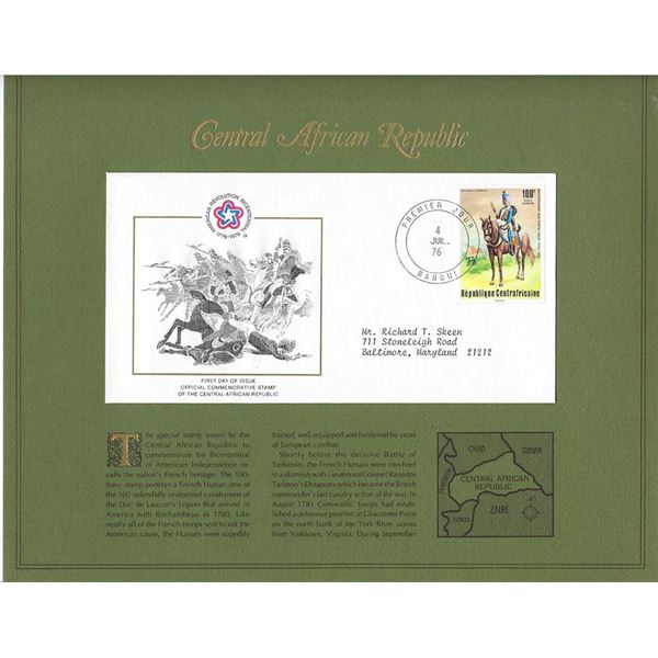 Central African Republic - American Bicentennial Commemorative FDC