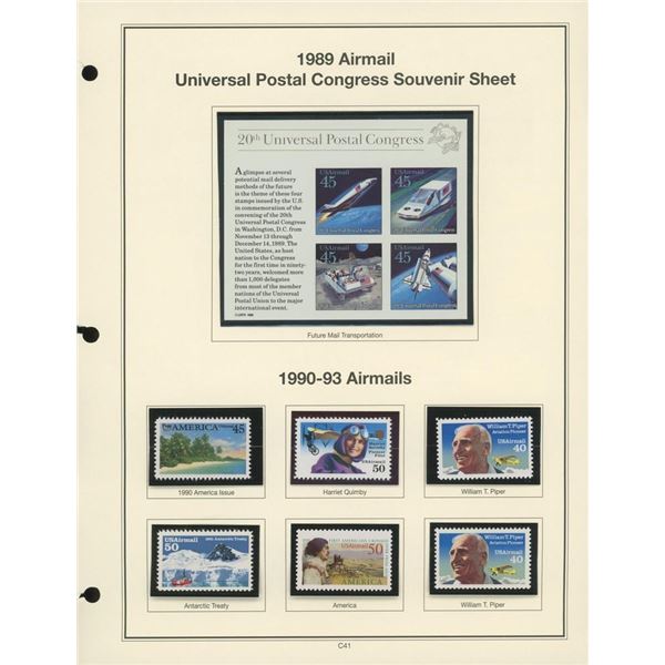 1989 Airmail Universal Postal Congress Souvenir Stamp Sheet & 1990-93 Airmails