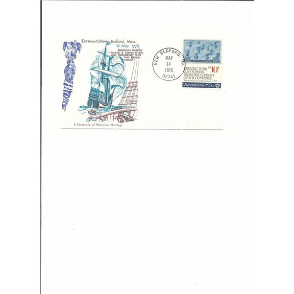 Massachusetts - Naval Battle - Bicentennial Historical Memento - First Day Cover  - 1975