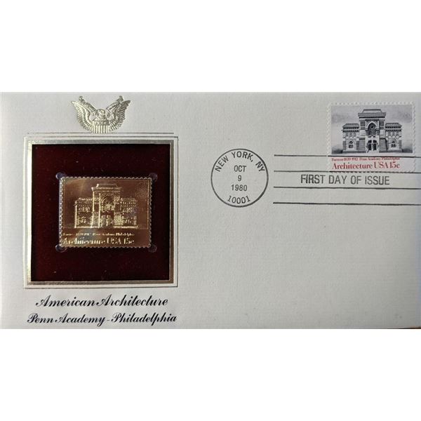 American Architecture Penn Academy Philadelphia Gold Stamp Replica First Day Cover