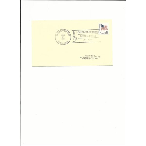 Star Spangled Banner 50th Anniversary - First Day Cover - 1981 - Janesville, WI