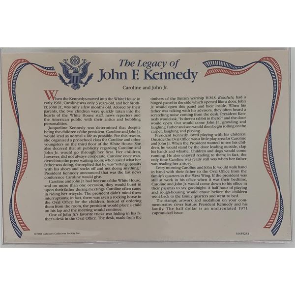 John F. Kennedy commemorative cover with coin