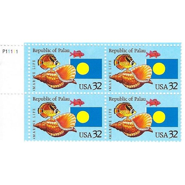 Marine Life Republic of Palau stamps plate block