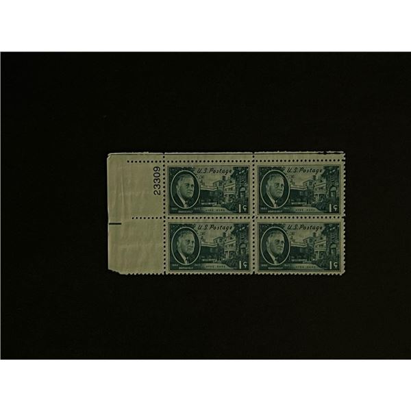 Four 1 Cent Roosevelt Stamps with Plate Number