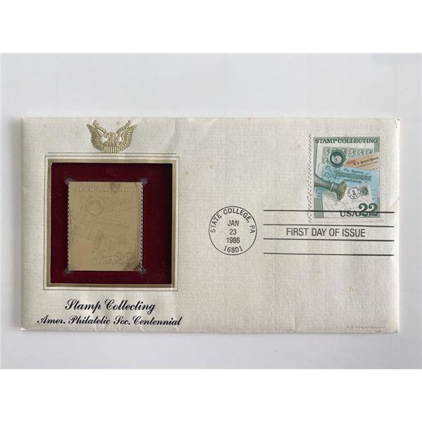 Stamp Collecting American Philatelic Soc. Centennial Gold Stamp Replica First Day Cover