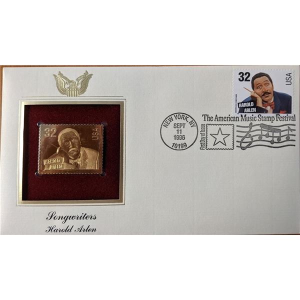 Songwriters Harold Arlen Gold Stamp Replica First Day Cover