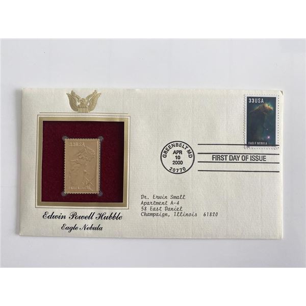 Edwin Powell Hubble Eagle Nebula Gold Stamp Replica First Day Cover