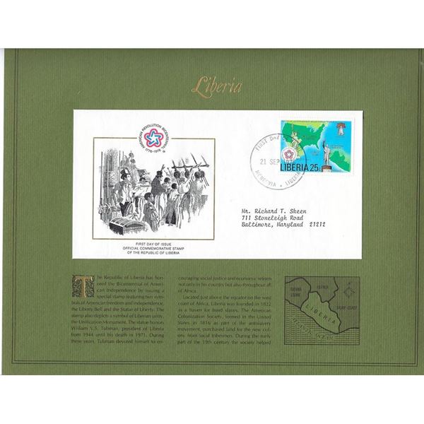 Liberia - American Bicentennial Commemorative FDC