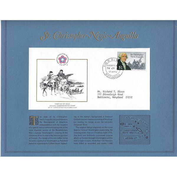St. Christopher - Nevis - Anguilla - American Bicentennial Commemorative FDC