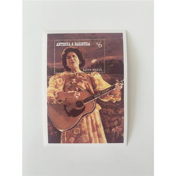 Kitty Wells Commemorative Souvenir Stamp Sheet - Antigua & Barbuda