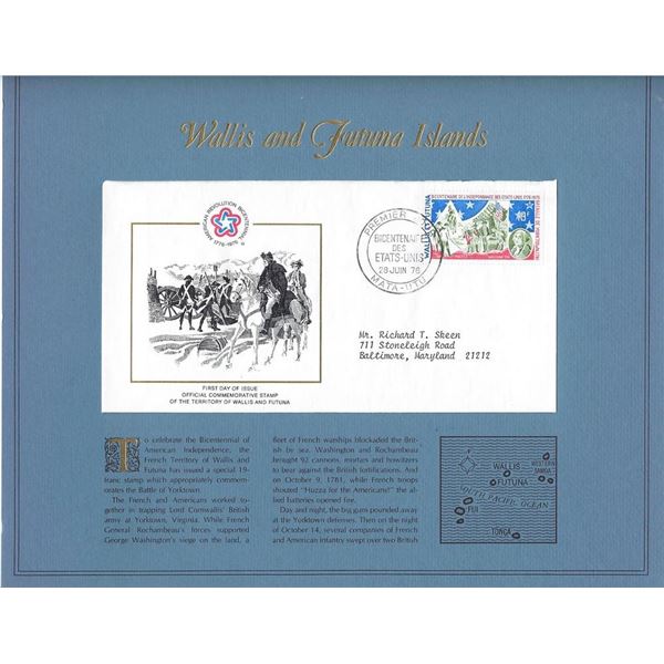 Wallis and Futuna Islands - American Bicentennial Commemorative FDC