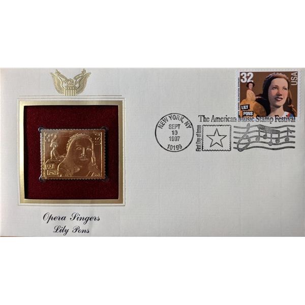 Opera Singers Lily Pons Gold Stamp Replica First Day Cover