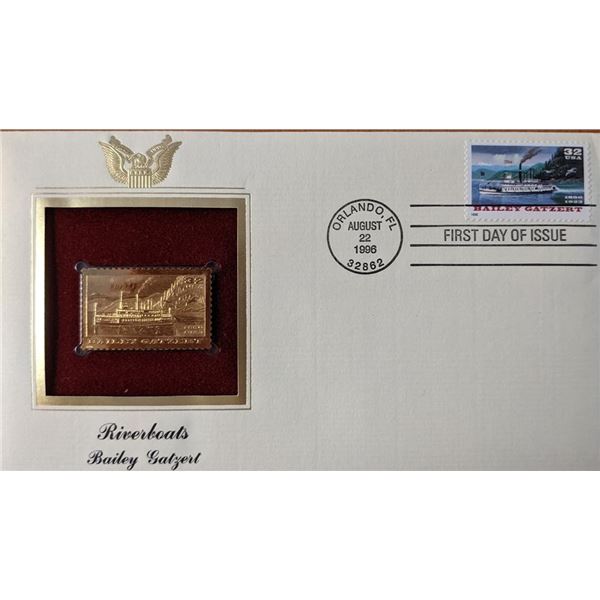 Riverboats Bailey Gatzert Gold Stamp Replica First Day Cover