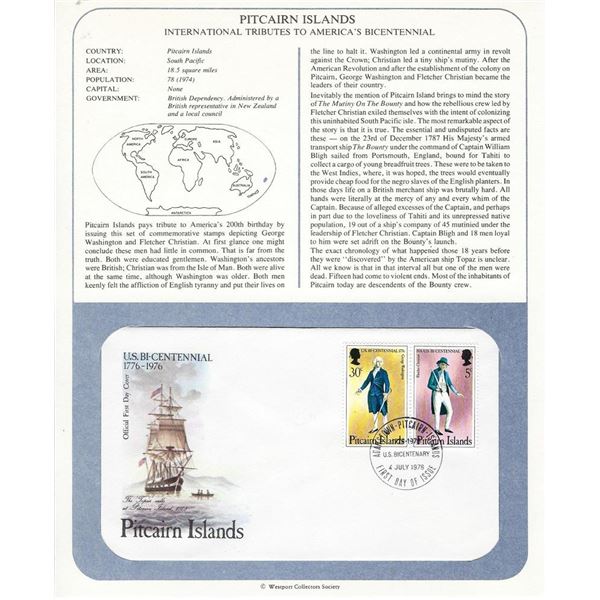 Pitcairn Islands - International Tributes to America's Bicentennial FDC
