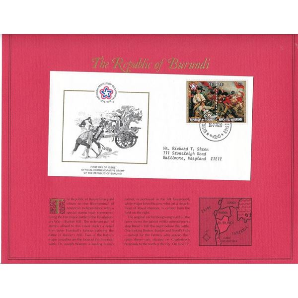 The Republic of Burundi - American Bicentennial Commemorative FDC