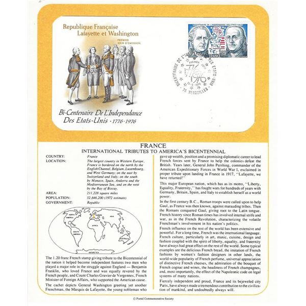 France - International Tributes to America's Bicentennial FDC
