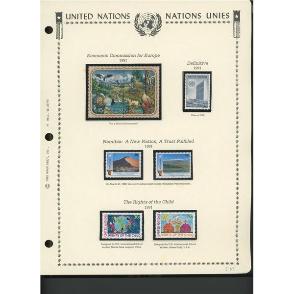 United Nations New York Stamps 1991