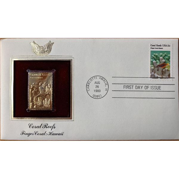 Coral Reefs Finger Coral, Hawaii Gold Stamp Replica First Day Cover