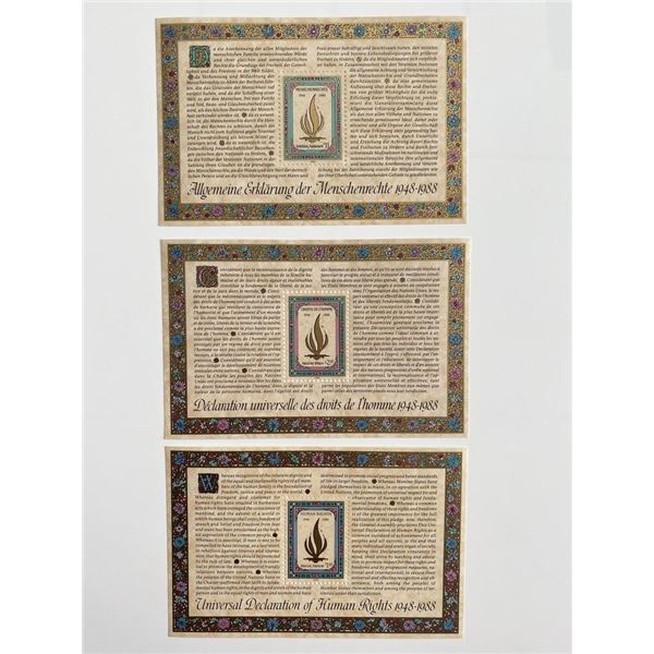 1988 United Nations set of 3 stamps