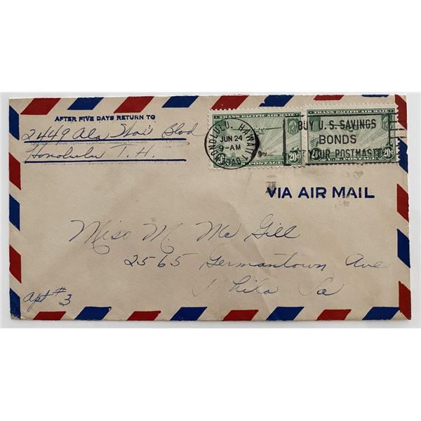 1940 Territory of Hawaii double rate cover