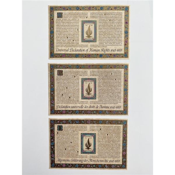 1988 United Nations set of 3 stamps
