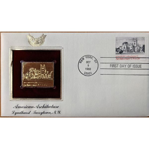 American Architecture Lyndhurst, Terrytown NY Gold Stamp Replica First Day Cover