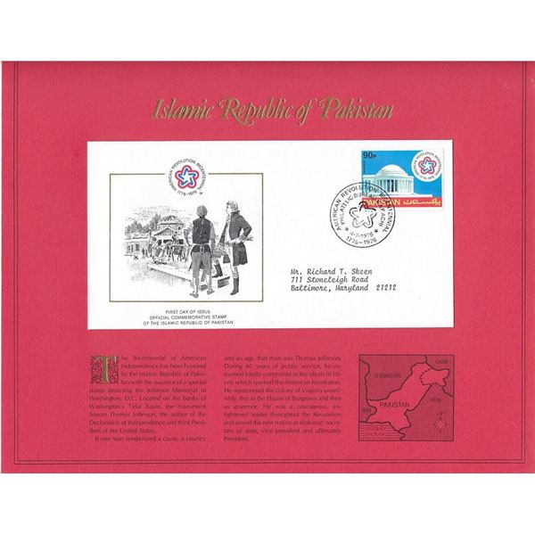 Islamic Republic of Pakistan - American Bicentennial Commemorative FDC
