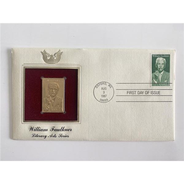 William Faulkner Literary Arts Series Gold Stamp Replica First Day Cover