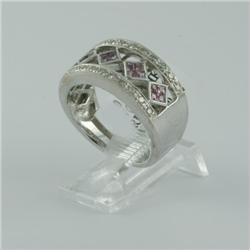 Ring 0.68 ctw Diamond & Pink Sapphire  14K White Gold- SRP$ 3407
