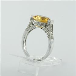 Ring 3.75 ctw Diamond & Citrine  18K White Gold- SRP$ 3484
