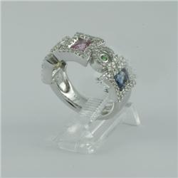 Ring 1.94 ctw Diamond & Green Garnet, Multi-color  14K  White Gold- SRP$ 5038