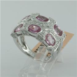 Ring 4.04 ctw Diamond & Pink Sapphire  18K White Gold- SRP$ 9157