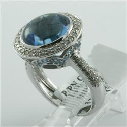 Ring 9.67 ctw Diamond & Blue Topaz  14K White Gold- SRP$ 3760