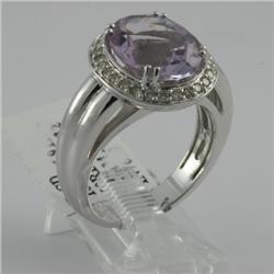 Ring 4.85 ctw Diamond & Pink Amethyst  18K  White Gold- SRP$ 3844