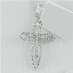 Cross Necklace 0.28 ctw Diamond  14K  White Gold- SRP$ 1621