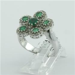 Ring 1.76 ctw Diamond & Emerald  14K White Gold- SRP$ 4718