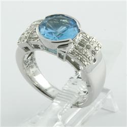 Ring 3.0 ctw Diamond & Blue Topaz  18K White Gold- SRP$ 4532
